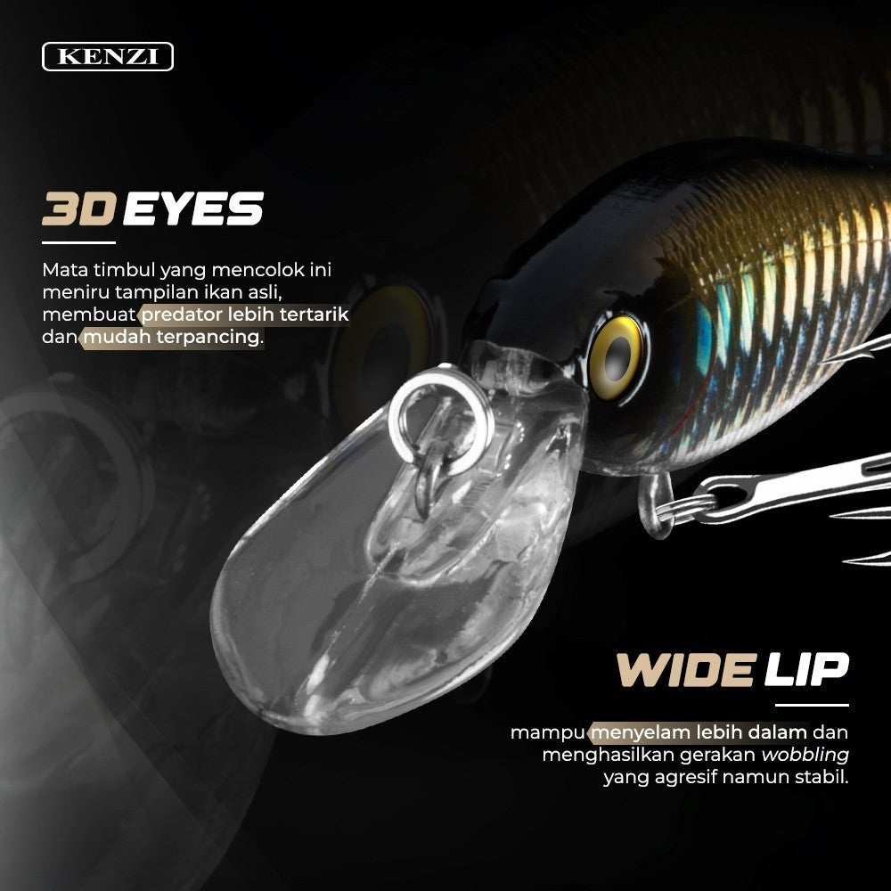 KENZI YOZU  95mm 6.4gr - Umpan Pancing MINNOW FLOATING Lure Mancing Tiruan Ikan Air Laut & Tawar Hard Bait