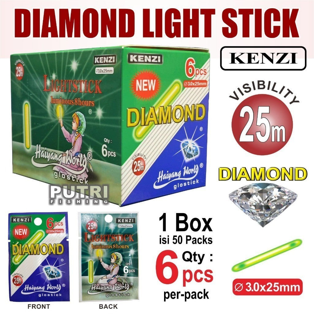 Diamond Light Stick Kenzi 3.0x25mm BOX (Isi 50 Sachet) – Glow Stick Pancing Malam Starlit