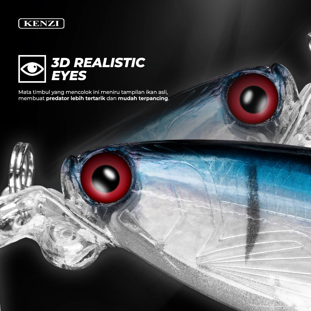 Umpan LURE KENZI SAFRON 100mm 14.7gr - FLOATING Lures Panjang with Treble Hook size 6 Umpan Pancing Gabus & Predator Ikan Air Tawar Laut