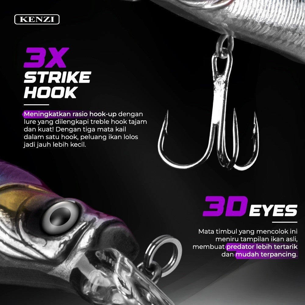 KENZI ASTRO  105mm 9.2gr - Umpan Pancing MINNOW FLOATING Lure Mancing Tiruan Ikan Air Laut & Tawar Hard Bait