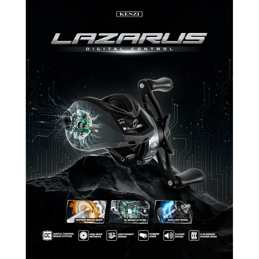 REEL KENZI LAZARUS DC 100L Baitcasting Reel Digital Control System Anti Backlash Left Handle