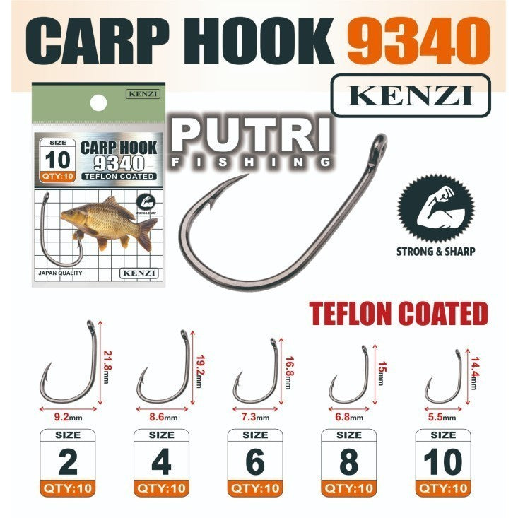 MATA KAIL KENZI CARP HOOK 9340 TEFLON COATED SACHET