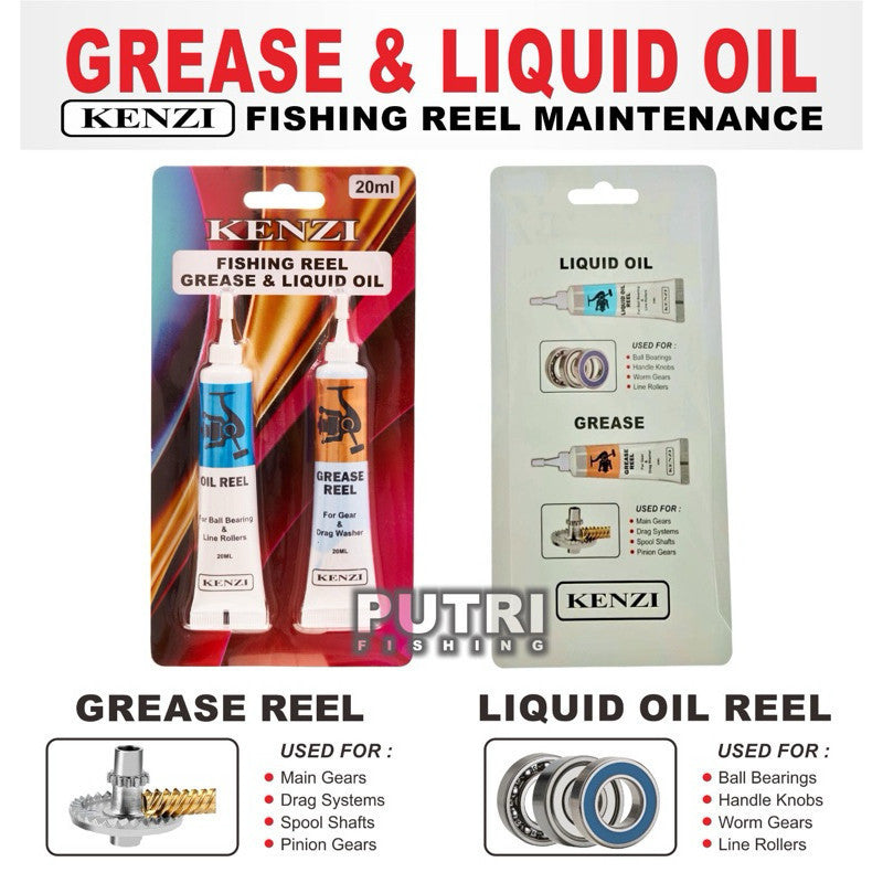 KENZI REEL GREASE OIL 12ml 20ml PELUMAS REEL PANCING Perawatan Maintenance Reel Mancing