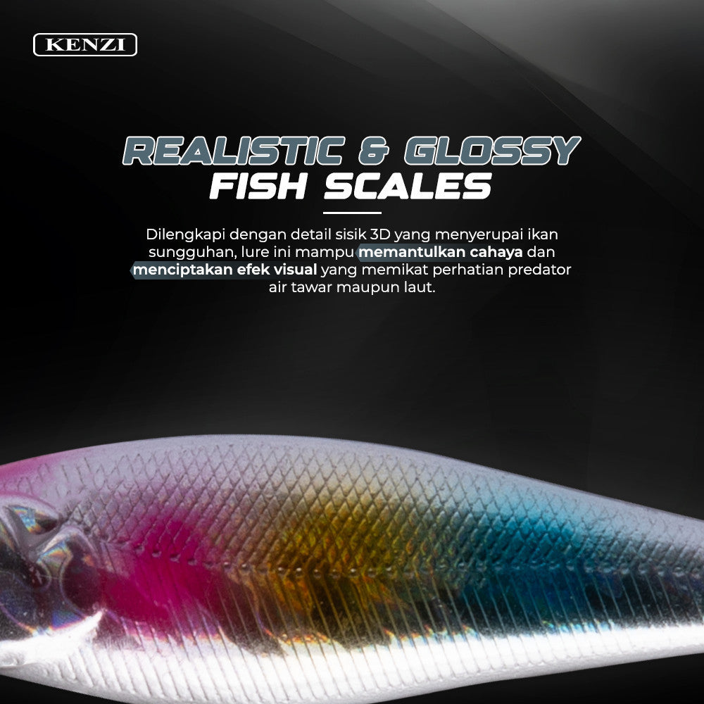 Umpan LURE KENZI MAKO 80mm 11.8gr - MINNOW FLOATING Lures Mata 3D Hook Tajam Kuat Gabus Kerapu Umpan Pancing Realistik