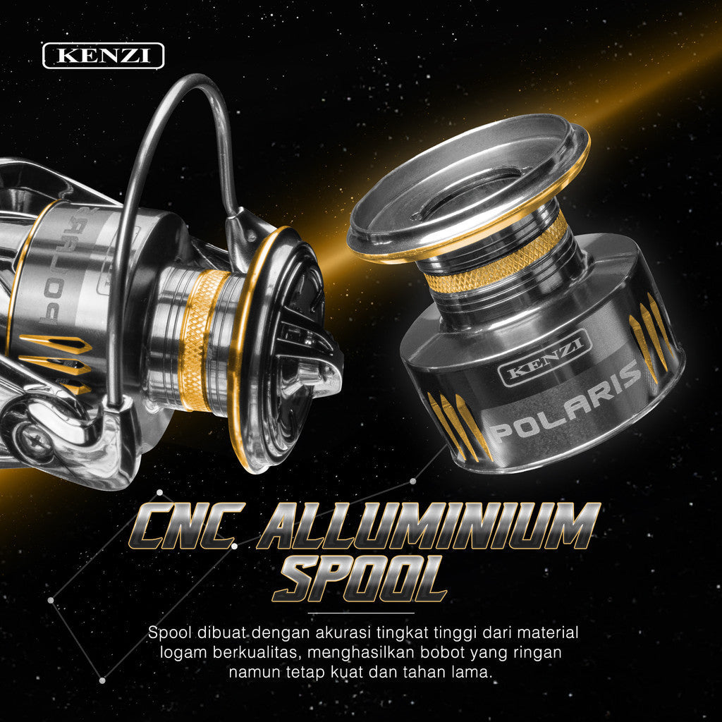 KENZI POLARIS SW G1 DURALIUM ROTOR CARBON ALLUMINIUM BODY with 11+1 Stainless Steel Ball Bearing ONE PIECE SCREW HANDLE Free Reel Stand & Grease Oil - Reel Pancing