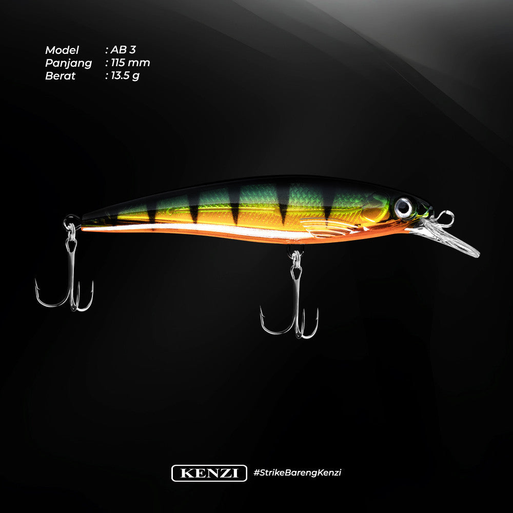 KENZI ALBA LURES Floating Minnow 115mm Umpan Pancing Casting Barramundi GT MJ Floating Hampala Sebarau Minnow