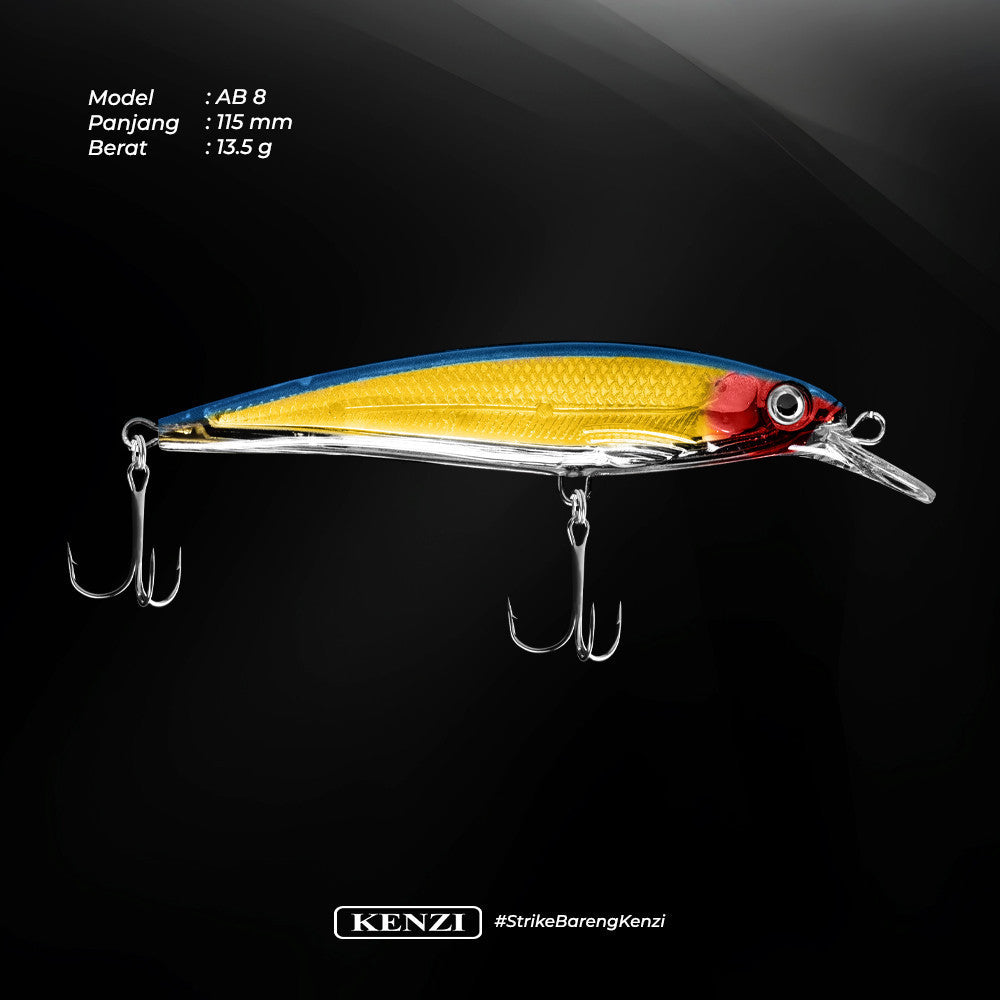 KENZI ALBA LURES Floating Minnow 115mm Umpan Pancing Casting Barramundi GT MJ Floating Hampala Sebarau Minnow