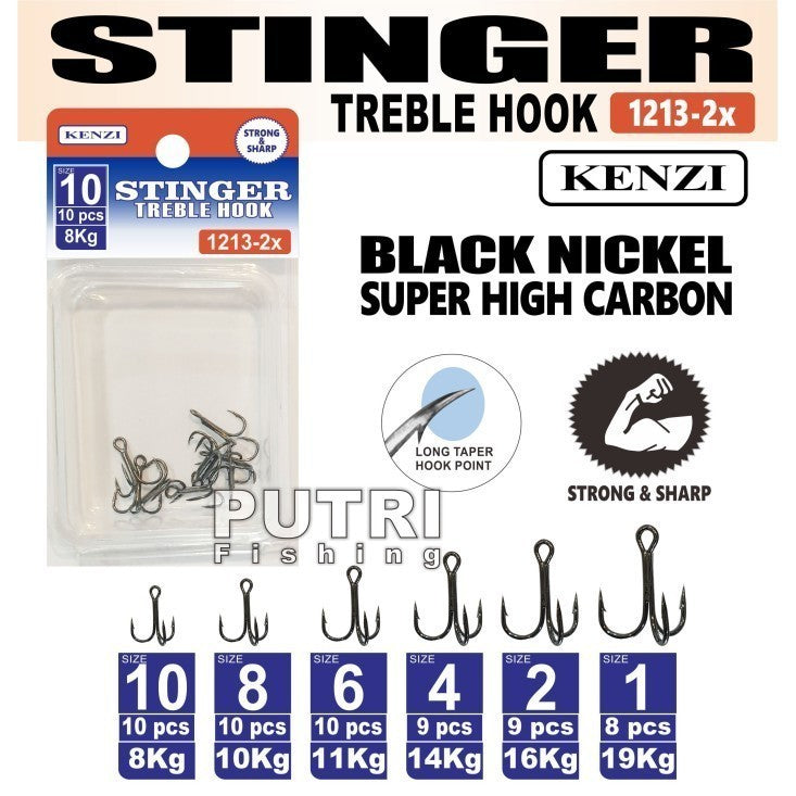 MATA KAIL KENZI STINGER TREBLE HOOK 1213-2X BLACK NICKEL