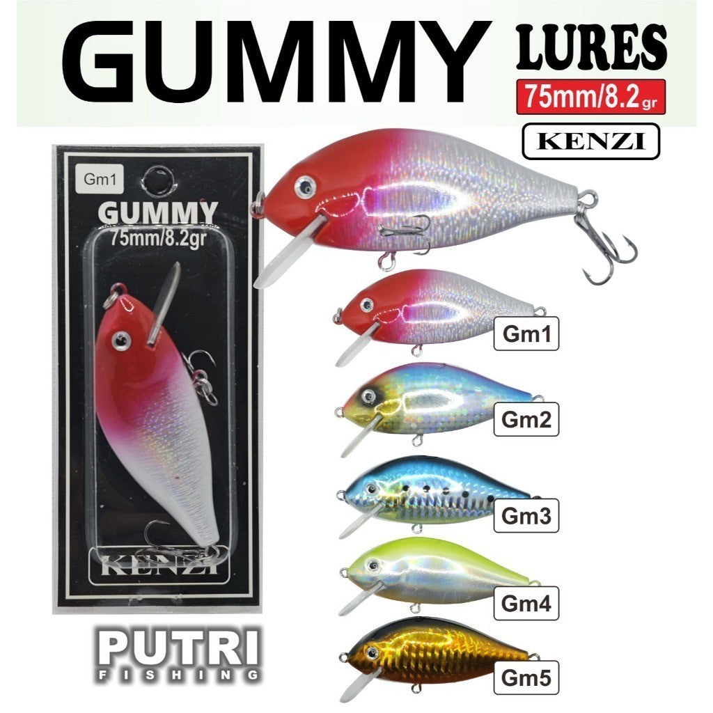KENZI GUMMY  75mm 8.2gr - Umpan Pancing MINNOW FLOATING Lure Mancing Tiruan Ikan Air Laut & Tawar Hard Bait