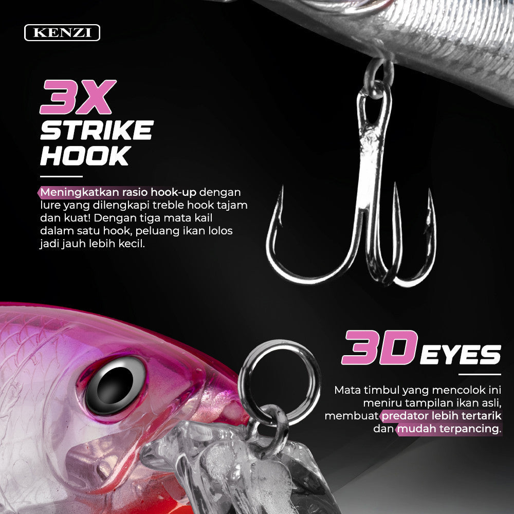 KENZI YAKISOBA  85mm 11.1gr - MINNOW FLOATING Umpan Pancing Lure Mancing Tiruan Ikan Air Laut & Tawar Hard Bait