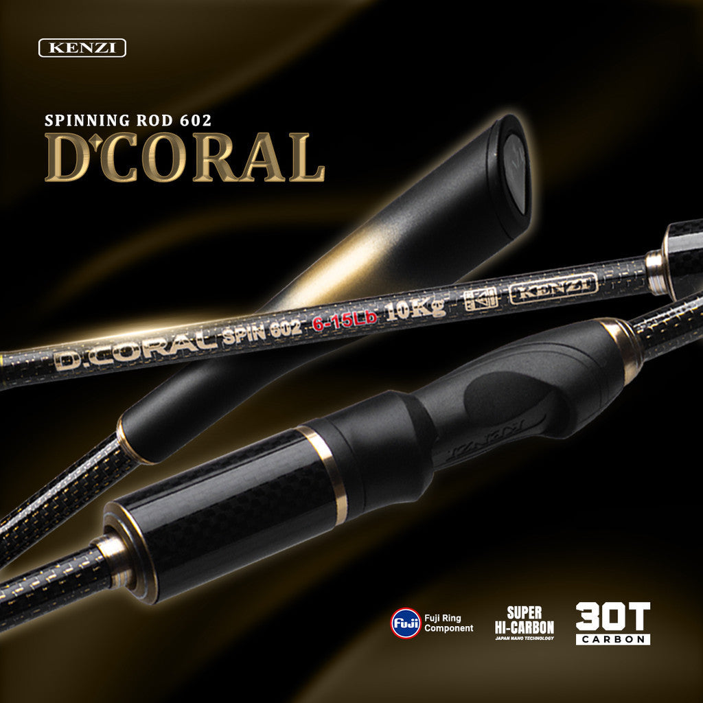 KENZI D'CORAL 602 Fuji Guides Hollow Carbon 6-15lbs 8-17lbs 10-20lbs Spinning - Joran Stik Pancing