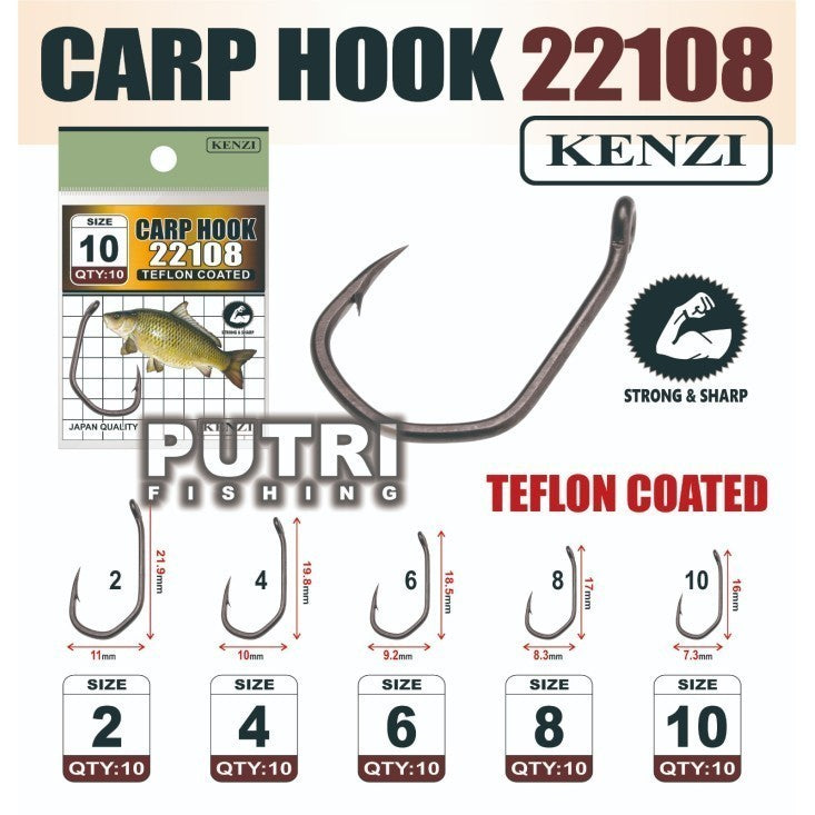 MATA KAIL KENZI CARP HOOK 22108 TEFLON COATED SACHET