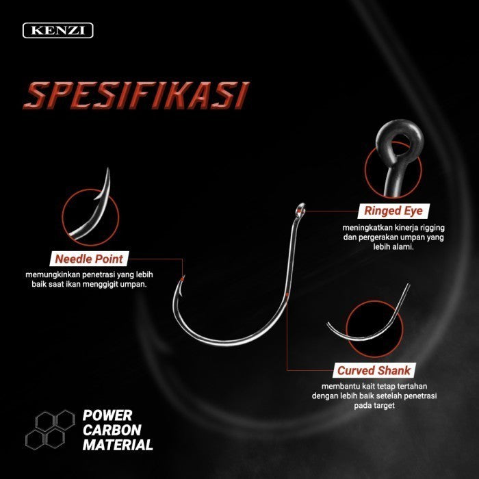 MATA KAIL KENZI PRAWN RING HOOK 101 POWER CARBON EXTREMELY STRONG AND SHARP