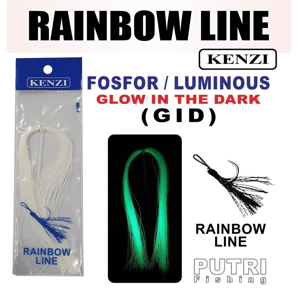 KENZI RAINBOW LINE FOSFOR GID BULU MUTIARA LUMINOUS - Benang Kilat Aksesoris Pancing