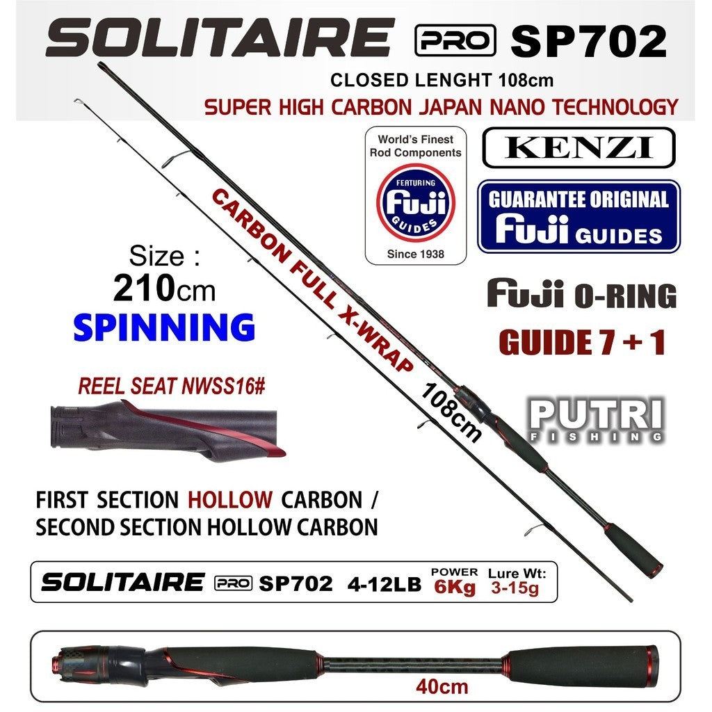 JORAN KENZI SOLITAIRE PRO 702 210cm Carbon Nano Fuji O-Ring Guide 4-12lbs 6-15lbs 8-17lbs Spinning Casting Rod