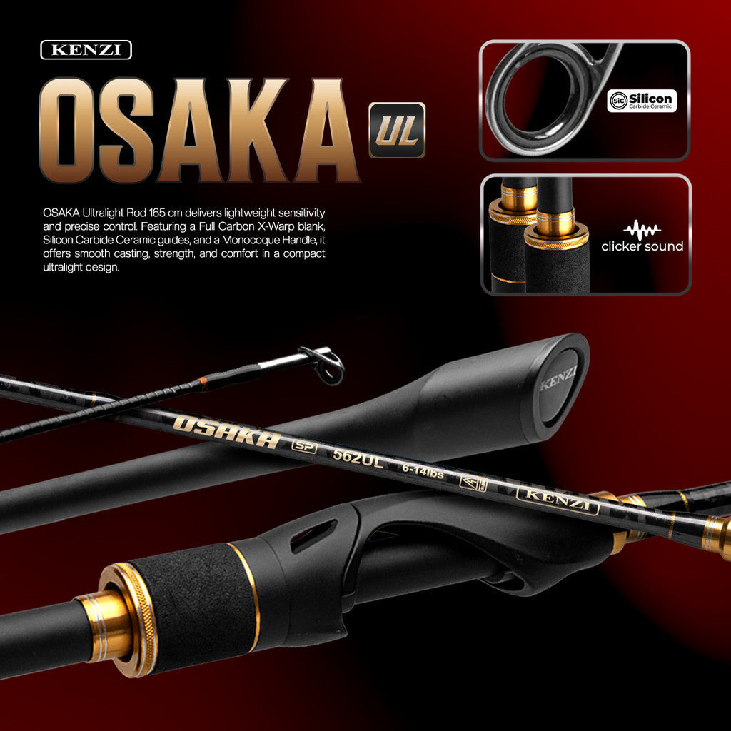 JORAN KENZI OSAKA 562 UL | SiC Guide Anti Korosi | Full Carbon X-Wrap | Solid Carbon Tip 2-6lbs 4-10lbs 6-14lbs Pancing Spinning