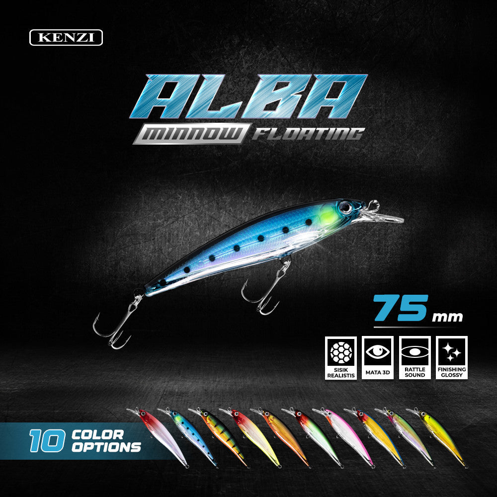 KENZI ALBA LURES 75mm 5gr Floating Minnow - Umpan Pancing Casting