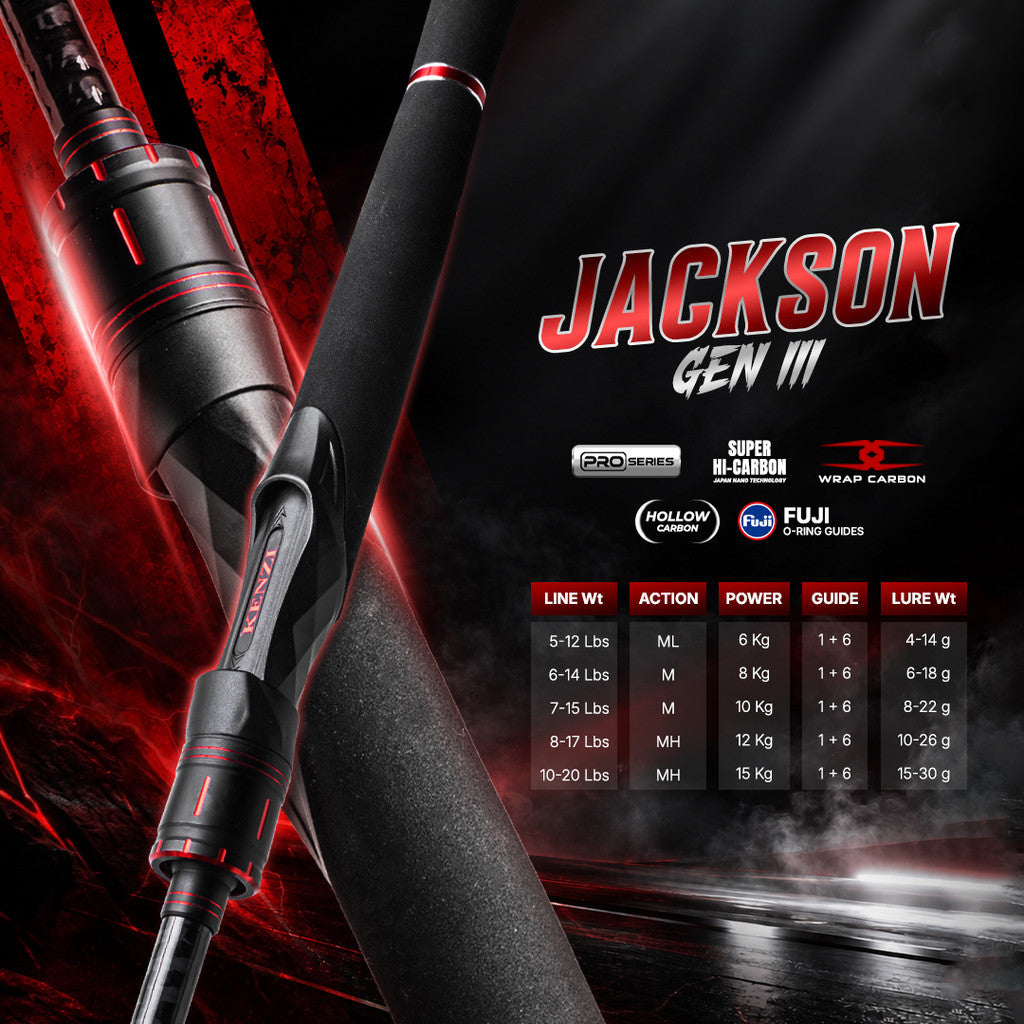 JORAN KENZI JACKSON PRO 602 Generasi 3 Carbon X-Wrap Fuji Guides 5-12lbs 6-14lbs 7-15lbs 8-17lbs 10-20lbs Spinning Casting