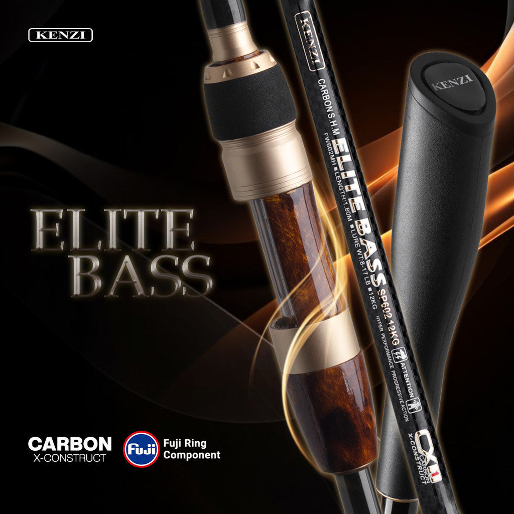 KENZI ELITE BASS 602 Hollow Carbon Spinning Full Fuji Guides 6-14lbs 7-15lbs 8-17lbs 10-20lbs - Joran Stik Pancing