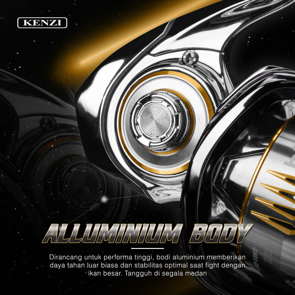 KENZI POLARIS SW G1 DURALIUM ROTOR CARBON ALLUMINIUM BODY with 11+1 Stainless Steel Ball Bearing ONE PIECE SCREW HANDLE Free Reel Stand & Grease Oil - Reel Pancing