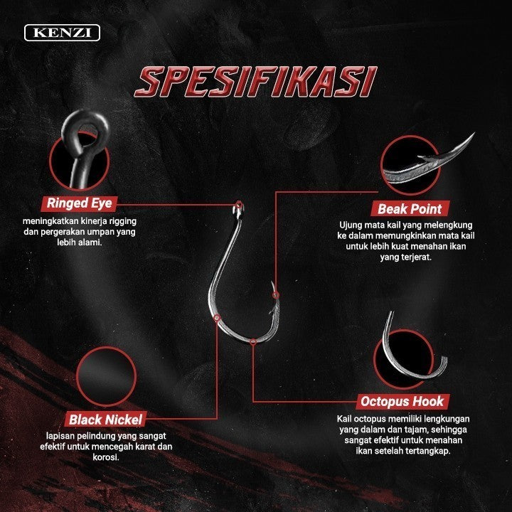 MATA KAIL KENZI ISEAMA RING POWER CARBON HOOKS BLACK NICKEL