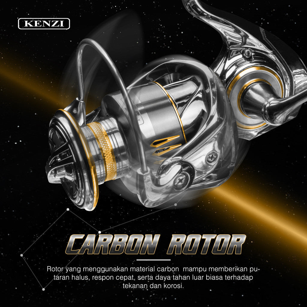 KENZI POLARIS SW G1 DURALIUM ROTOR CARBON ALLUMINIUM BODY with 11+1 Stainless Steel Ball Bearing ONE PIECE SCREW HANDLE Free Reel Stand & Grease Oil - Reel Pancing