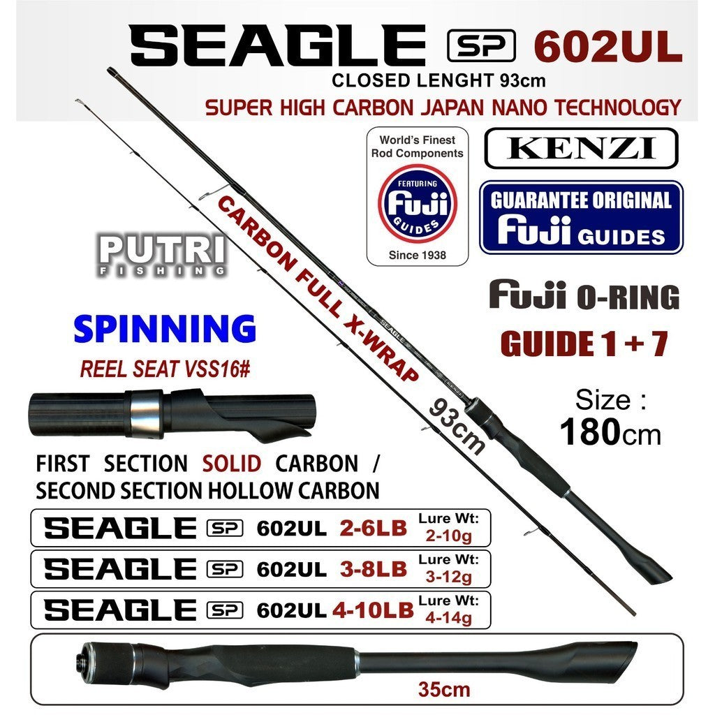 JORAN KENZI SEAGLE 602 702 Ultralight Spinning Baitcasting 180cm 210cm Full X-Wrap Solid Carbon Fuji Guides 2-6lbs 3-8lbs 4-10lbs  BC SPIN