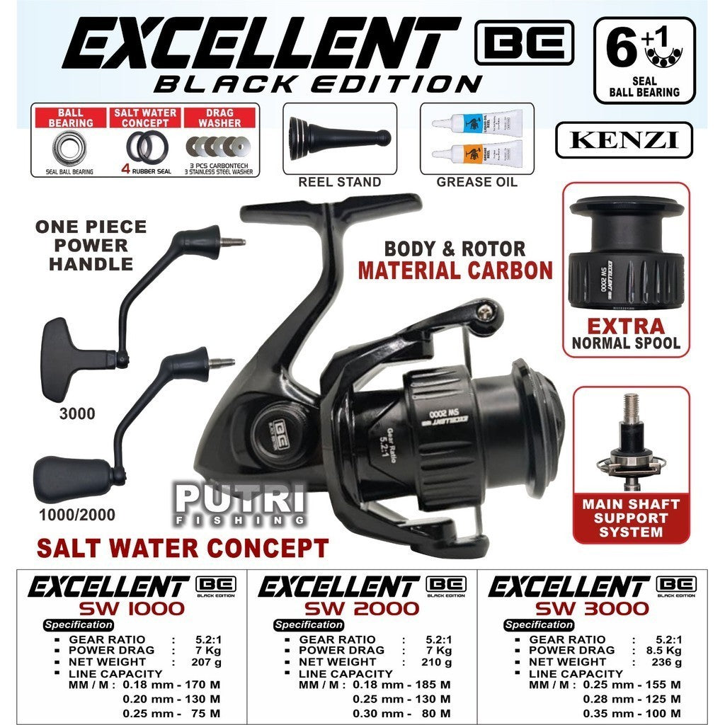 REEL KENZI EXCELLENT PRO BE SW 1000 2000 3000 Carbon Body Power Handle Spinning