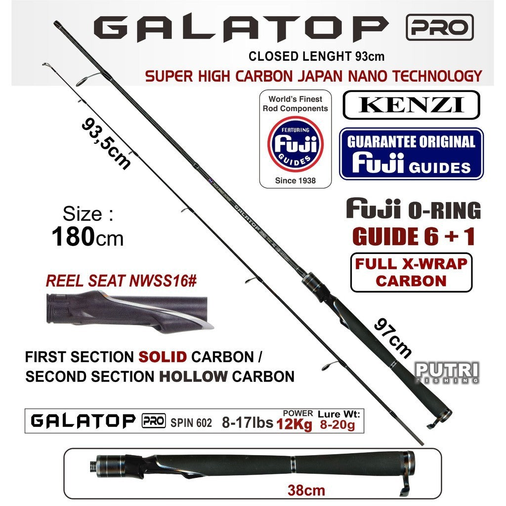 JORAN KENZI GALATOP PRO 602 Spinning Ring Fuji Solid Tip Carbon X-Wrap 5-12lbs 6-14lbs 7-15lbs 8-17lbs 10-20lbs Casting