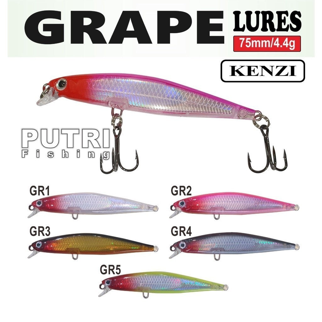 KENZI GRAPE 75mm 4.4gr - Umpan Pancing Lure Mancing Tiruan Ikan Air Laut & Tawar Hard Bait