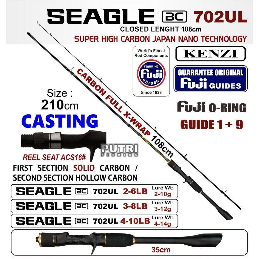 JORAN KENZI SEAGLE 602 702 Ultralight Spinning Baitcasting 180cm 210cm Full X-Wrap Solid Carbon Fuji Guides 2-6lbs 3-8lbs 4-10lbs  BC SPIN