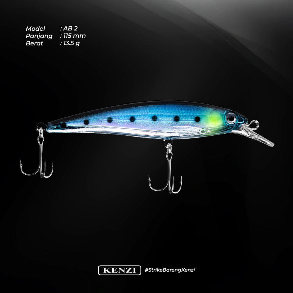 KENZI ALBA LURES Floating Minnow 115mm Umpan Pancing Casting Barramundi GT MJ Floating Hampala Sebarau Minnow