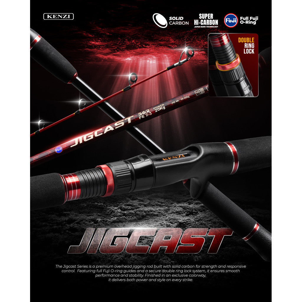 KENZI JIGCAST 562 Joran Jigging Baitcasting Fuji Guides Power Up To 35Kg Double Ring Lock Reel Seat TCS18 BC ROD