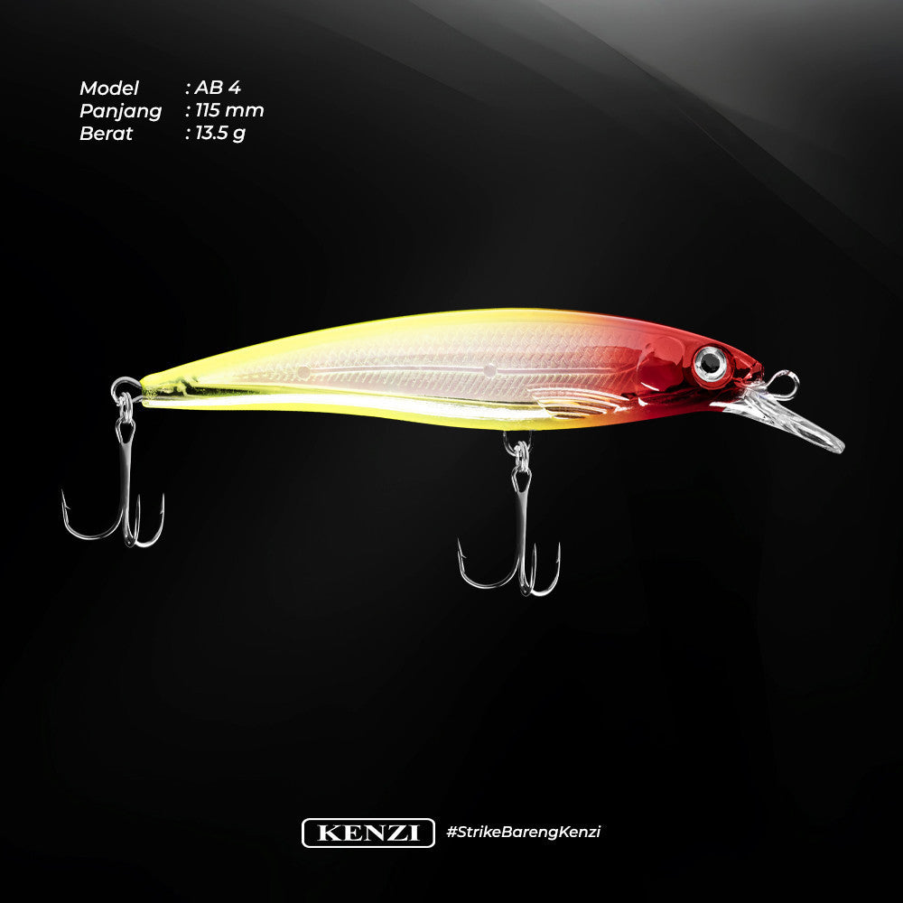 KENZI ALBA LURES Floating Minnow 115mm Umpan Pancing Casting Barramundi GT MJ Floating Hampala Sebarau Minnow