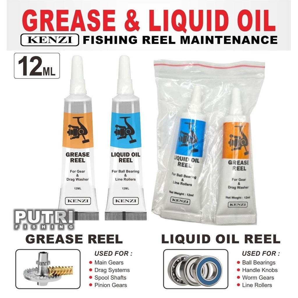 KENZI REEL GREASE OIL 12ml 20ml PELUMAS REEL PANCING Perawatan Maintenance Reel Mancing