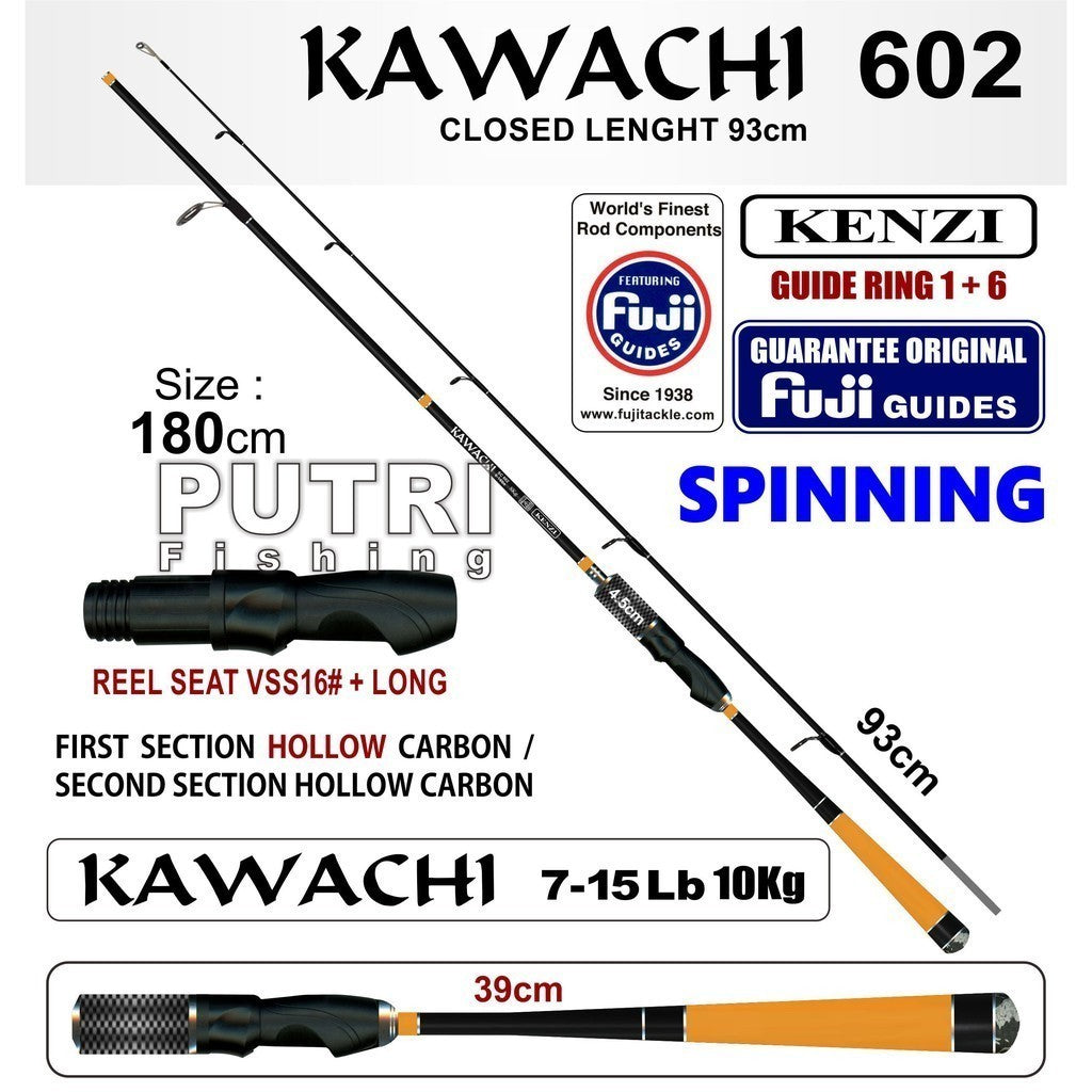 KENZI KAWACHI 602 Fuji Guides Spinning Casting 6-14lbs 7-15lbs 8-17lbs - Joran Stik Pancing