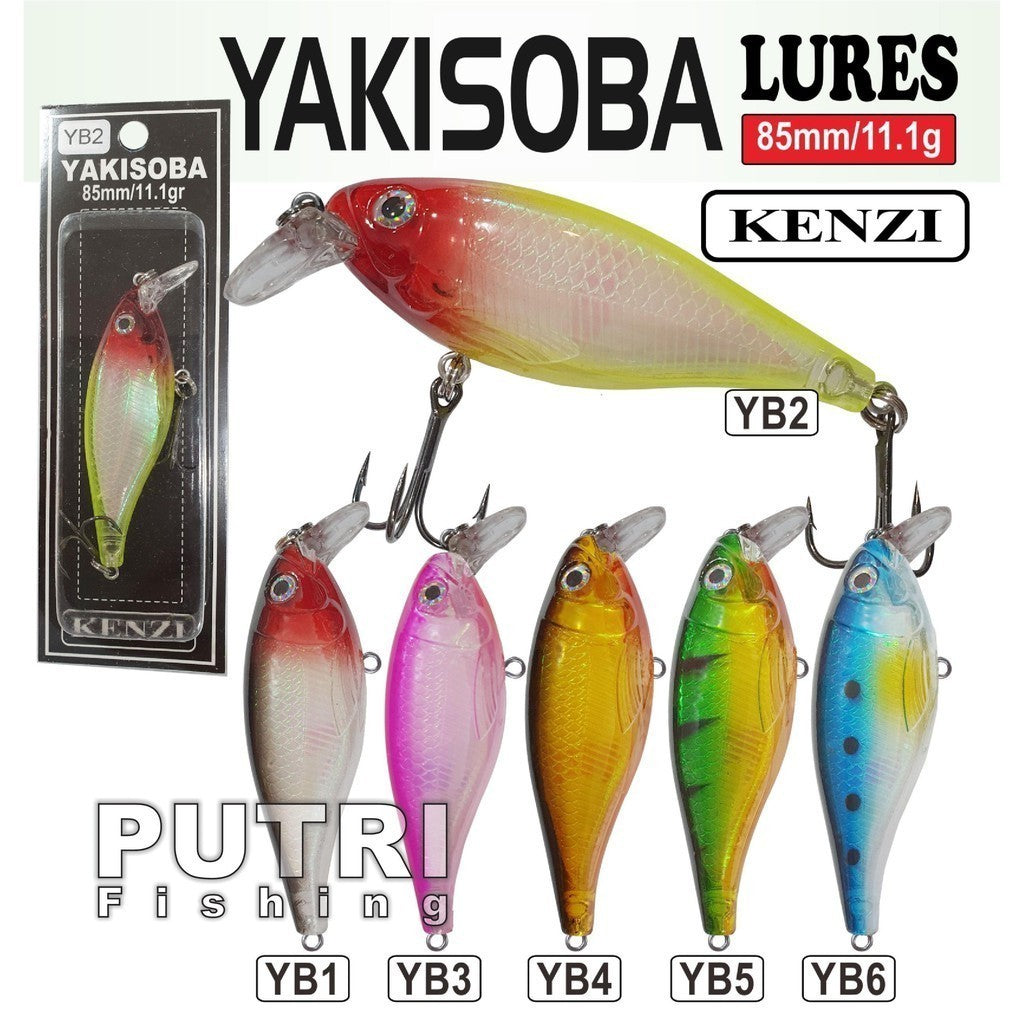 KENZI YAKISOBA  85mm 11.1gr - MINNOW FLOATING Umpan Pancing Lure Mancing Tiruan Ikan Air Laut & Tawar Hard Bait