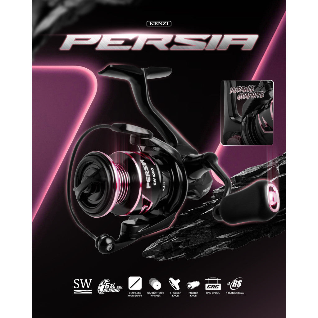 Reel KENZI PERSIA SW 1000 2000 3000 4000 Power Handle Free Reel Stand & Grease Gulungan Pancing