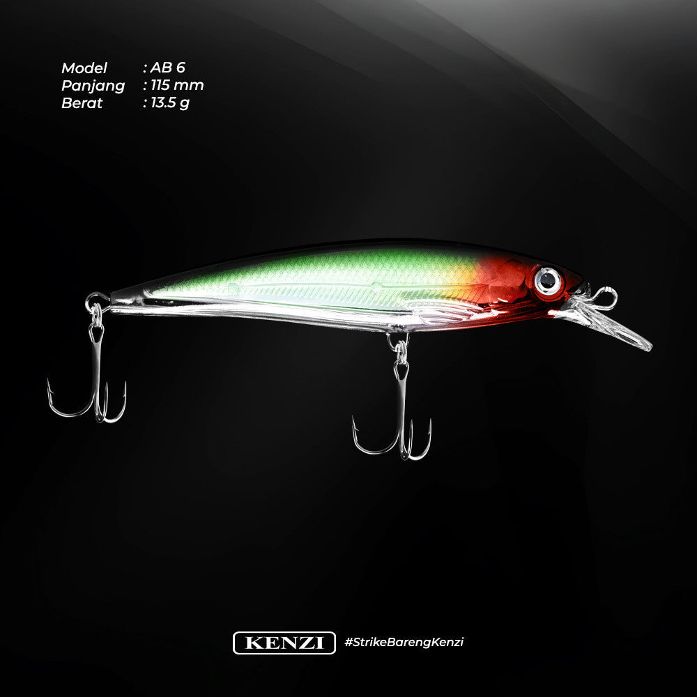 KENZI ALBA LURES Floating Minnow 115mm Umpan Pancing Casting Barramundi GT MJ Floating Hampala Sebarau Minnow