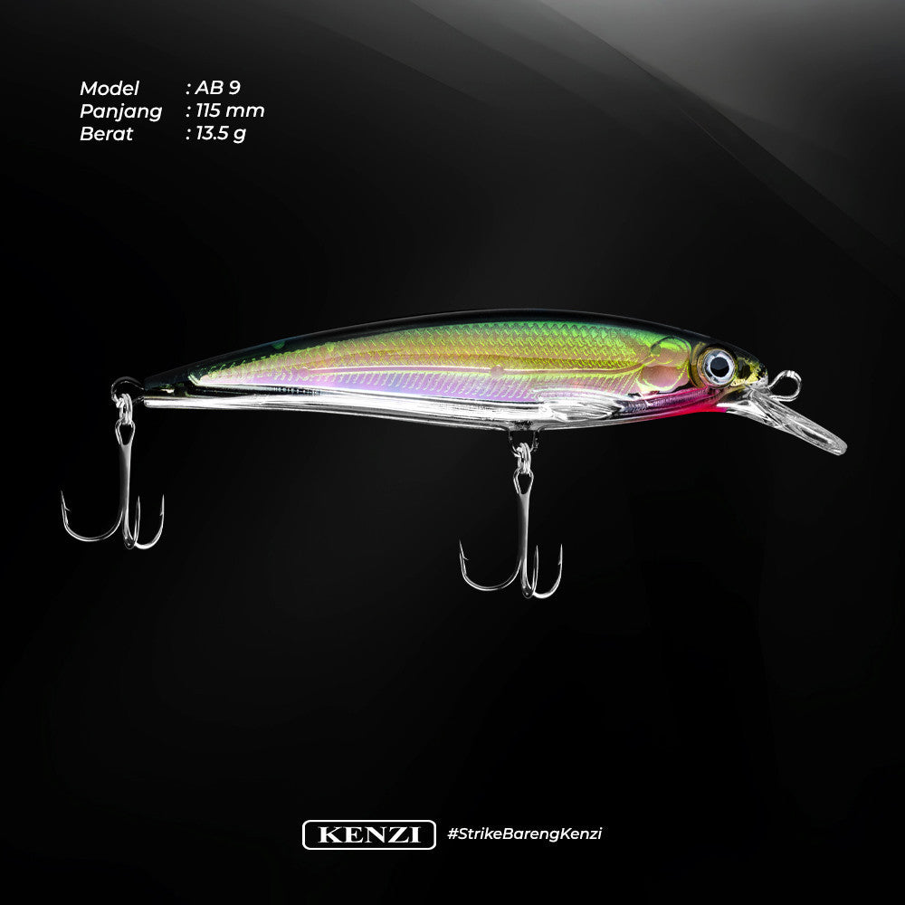 KENZI ALBA LURES Floating Minnow 115mm Umpan Pancing Casting Barramundi GT MJ Floating Hampala Sebarau Minnow