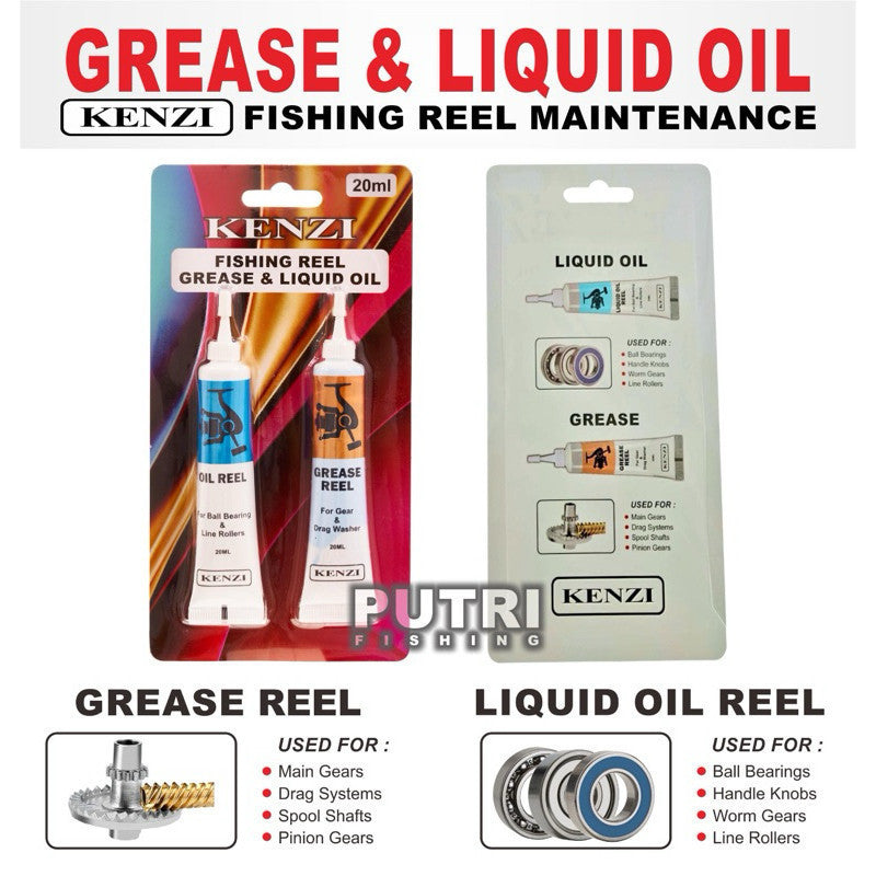 KENZI REEL GREASE OIL 12ml 20ml PELUMAS REEL PANCING Perawatan Maintenance Reel Mancing