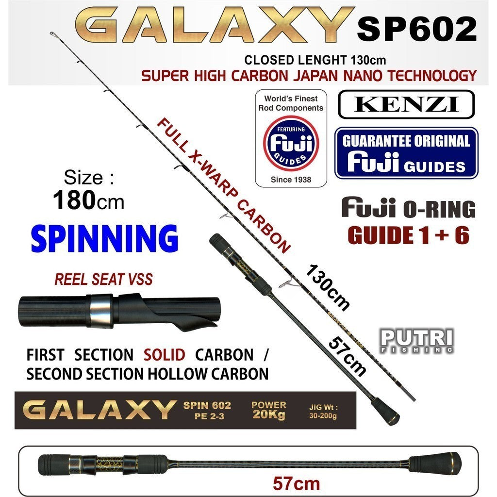 Joran Kenzi GALAXY SP602 Spinning Nano Carbon Japan Technology Fuji Guides Full X Warp Carbon Power Up To 25Kg