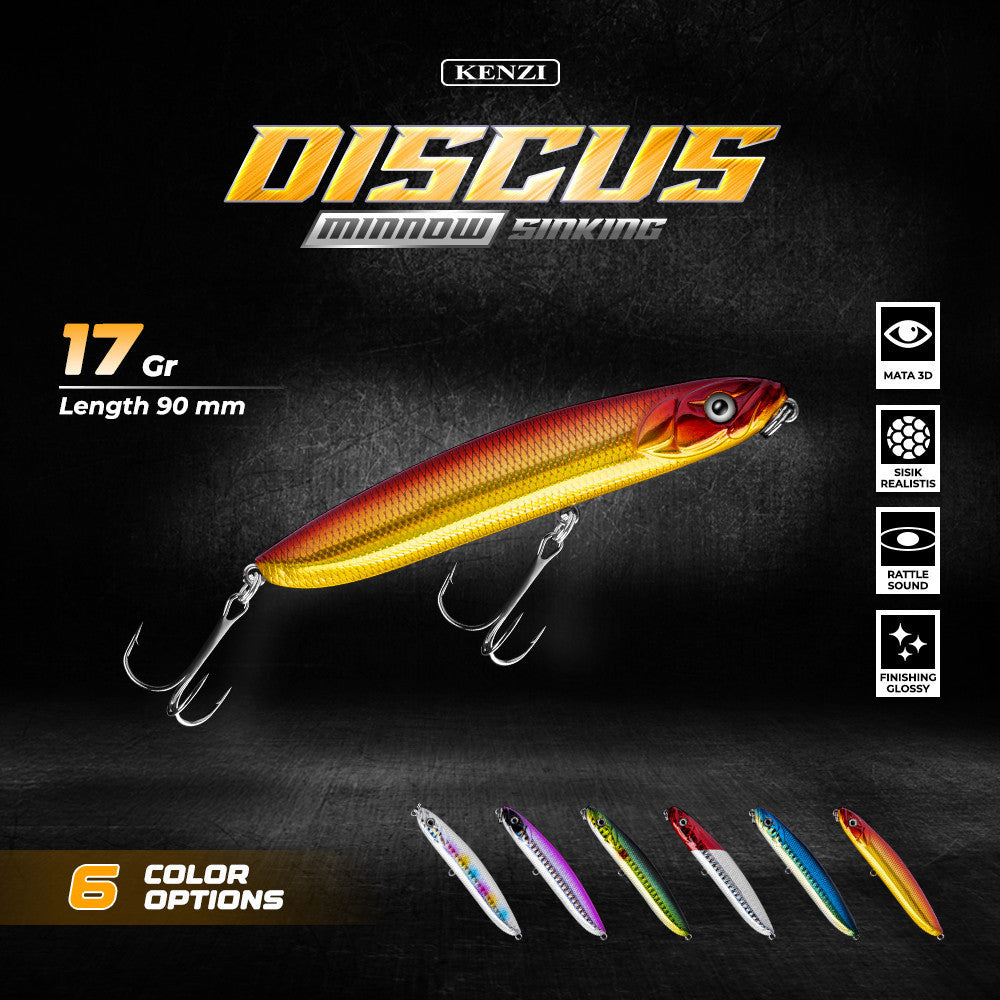 KENZI DISCUS 90mm 17gr - Umpan Pancing Lure Mancing Tiruan Ikan Air Laut & Tawar Hard Bait