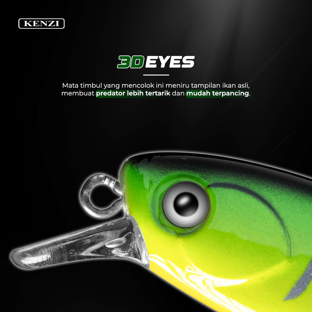 KENZI KATSU LURE 68mm 6.4g - Action Sinking 0.5–1.5m | Treble Hook 1213 Size 8 | Mata 3D Realistic Eyes | Warna Holographic Umpan Tiruan