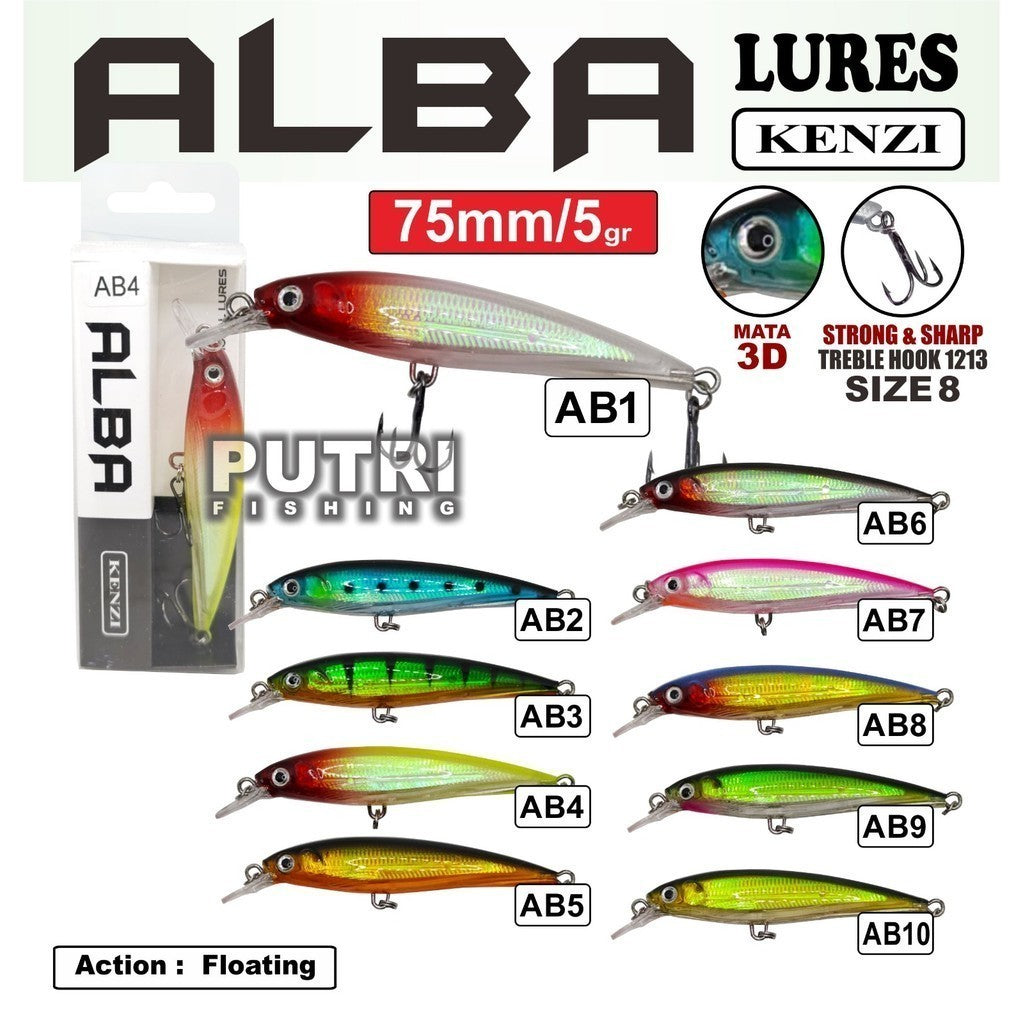 KENZI ALBA LURES 75mm 5gr Floating Minnow - Umpan Pancing Casting