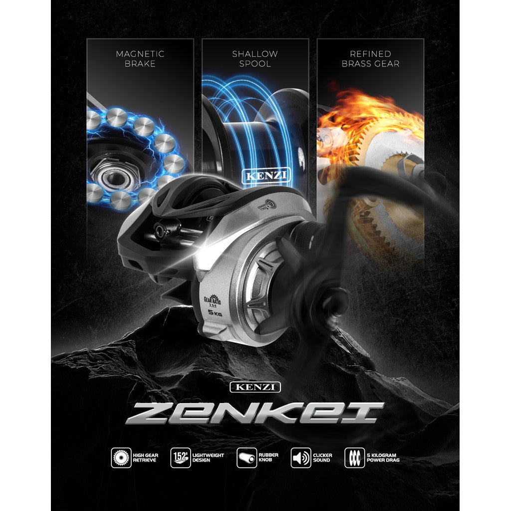 REEL BC KENZI ZENKEI 100L Handle Kiri Magnetic Brake System Ultra Light 152gr Full Body Carbon Reel Pancing Baitcasting