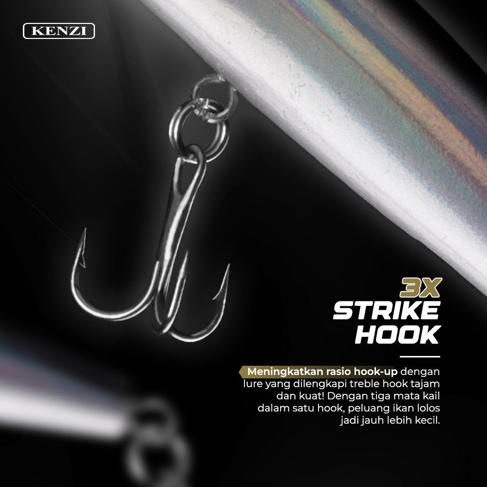 Umpan LURE KENZI CLOVER 80mm 9.3gr - MINNOW FLOATING Umpan Pancing Gabus Nila Hampala Lures with Treble Hook Tajam Kuat