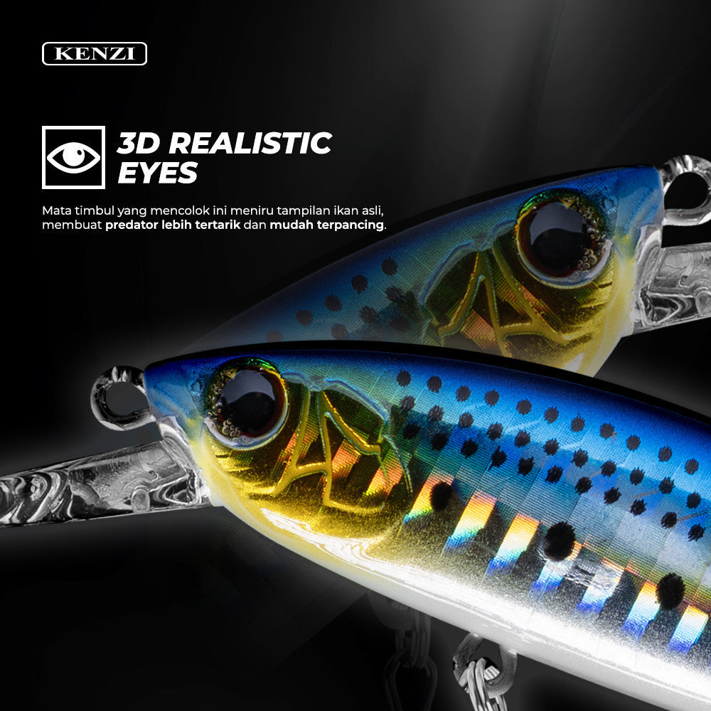 KENZI DANZO LURES 80mm 11gr Sinking Depth 1.8m - Magnetic Long cast Super Gacor