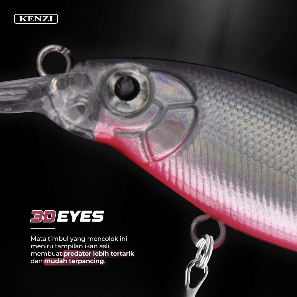 Umpan LURE KENZI JASMINE 60mm 5.8gr - FLOATING Lures Umpan Gabus Nila Sepat Treble Hook Size 8 Tajam