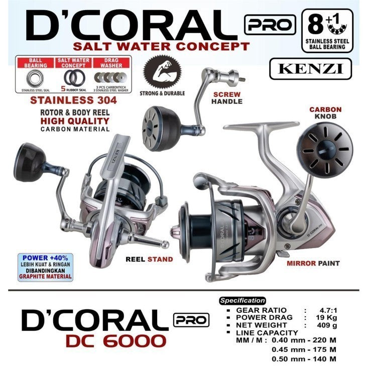 KENZI D'CORAL PRO BODY CARBON with REEL STAND SW REEL 4000 5000 6000